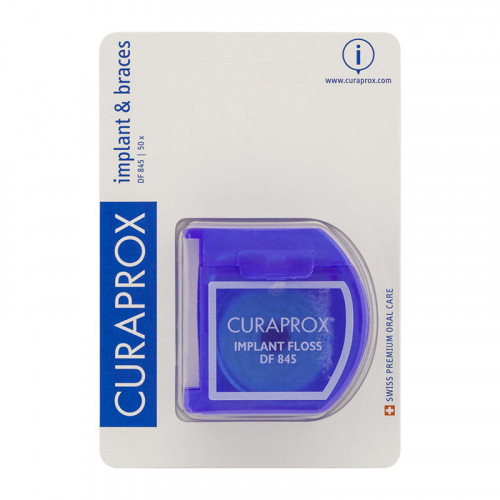 Зубная нить Curaprox DF845 "implant & braces", 50 шт