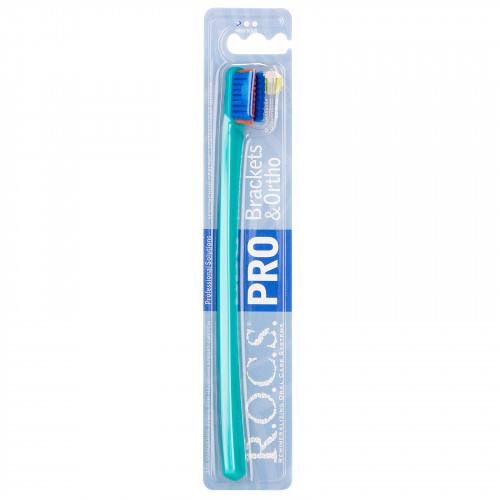 Зубная щетка R.O.C.S. PRO Brackets & Ortho бирюзовая-синяя, мягкая