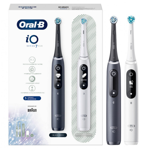 Электрическая зубная щетка Braun Oral-B IO Series 7 DUO, Black Onyx и White Alabaster