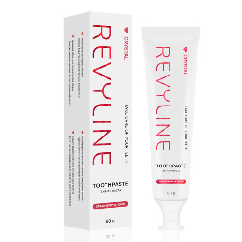 Зубная паста Revyline Crystal Клубника и Персик, без фтора, 80 г Зубная паста Revyline Crystal Клубника и Персик, без фтора, 80 г