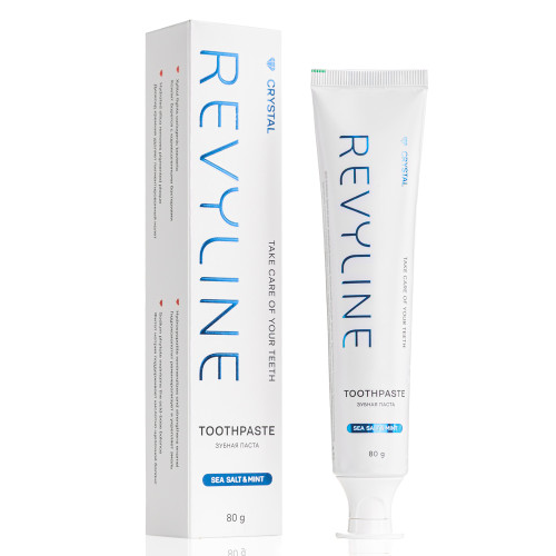 Зубная паста Revyline Crystal Морская соль и мята без фтора, 80г Зубная паста Revyline Crystal Морская соль и мята без фтора, 80г
