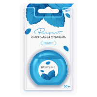 Зубная нить Revyline нейлон, мятная, вощеная с хлоргексидином, 30 м