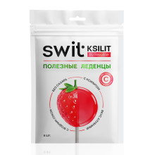 Леденцы на палочке Swit by Revyline Ksilit Клубника с витамином С, 8 шт.
