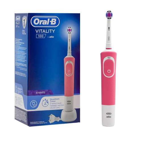 Электрическая зубная щетка Braun Oral-B Vitality 100 D100.413.1 3D White, Pink