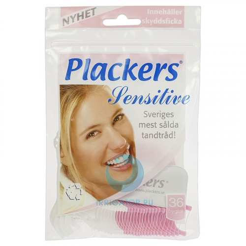 Зубочистка Plackers Sensitive с запатентованной нитью TUFFLOSS, 36 шт