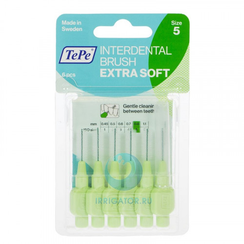 Ершики TePe Extra Soft Green 0.8 mm, 6 шт