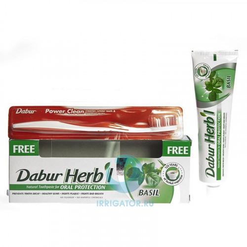 Dabur herb`l с базиликом + зубная щетка