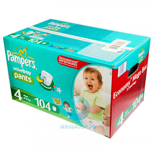 PAMPERS подгузники-трусики Activ Boy Maxi 9-14 кг Мега 104 шт