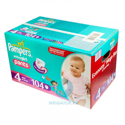 PAMPERS подгузники-трусики Activ Girl Maxi 9-14 кг 104 шт