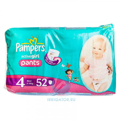 PAMPERS подгузники-трусики Activ Girl Maxi 9-14 кг 52 шт