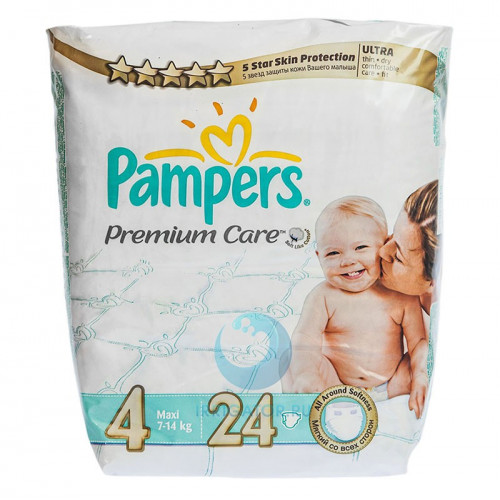 PAMPERS подгузники Premium Care Maxi 7-14 кг 24 шт