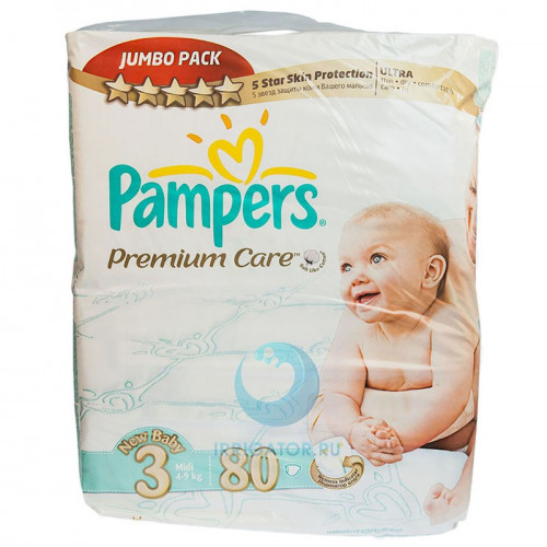 PAMPERS подгузники Premium Care Midi 4-9 кг Джамбо 80 шт