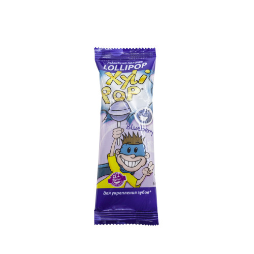 Леденцы на палочке Miradent XyliPOP с ксилитом, вкус голубики, 1 шт.