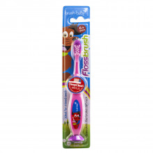 Зубная щетка Brush Baby FlossBrush BRB216 с присоской, розовая, от 6 лет