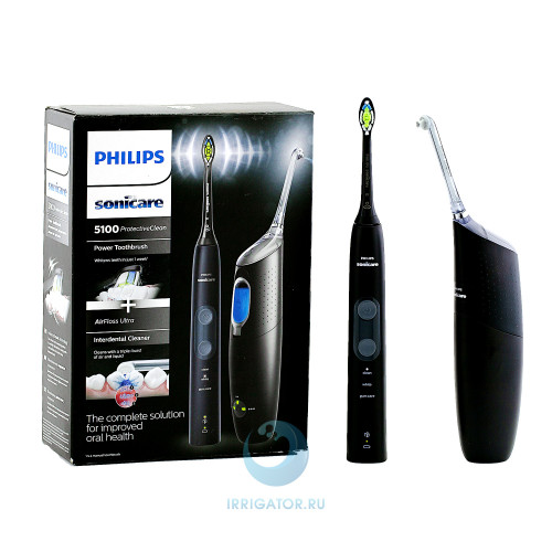 Набор Philips Sonicare HX8424/32 Protective clean + AirFloss Ultra, черный