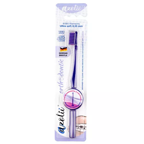 Зубная щетка Azotii 6580 orthodontic, ultra soft, сиреневая Зубная щетка Azotii 6580 orthodontic, ultra soft, сиреневая