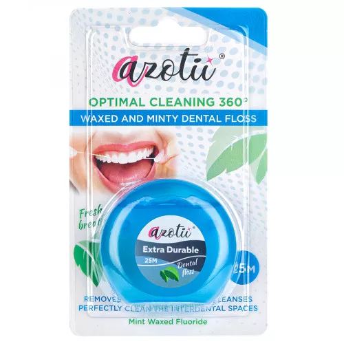Зубная нить Azotii Extra Durable, вощеная, 25 м Зубная нить Azotii Extra Durable, вощеная, 25 м