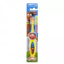 Зубная щетка Brush Baby FlossBrush BRB216 с присоской, желтая, от 6 лет